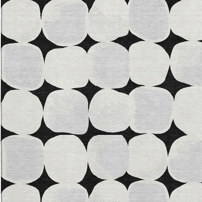 10' X 14' Abstract Geometric Washable Area Rug With UV Protection (669168) - Black / Ivory
