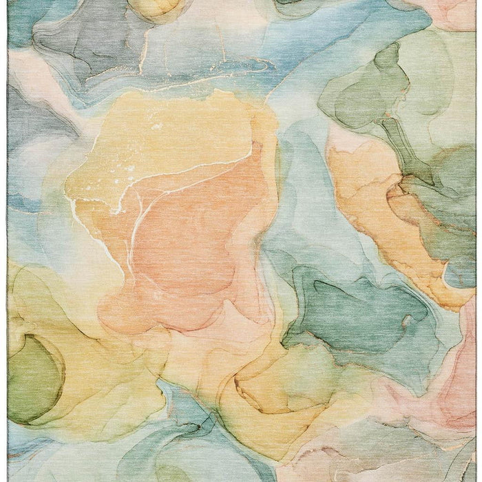 10' X 14' Abstract Washable Area Rug With UV Protection (646704) - Blue / Green / Orange