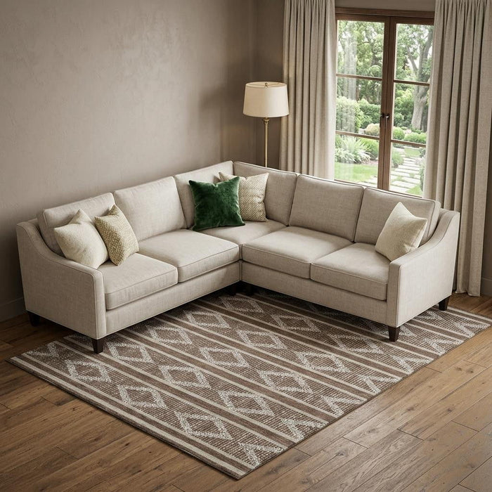 10' X 14' Geometric Washable Area Rug With UV Protection (680765) - Brown / Beige