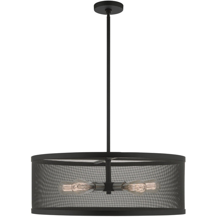 18'' Five Light Dimmable Chandelier With Shades - Black
