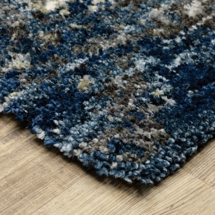 10' x 13' Abstract Shag Power Loom Stain Resistant Area Rug - Blue And Gray