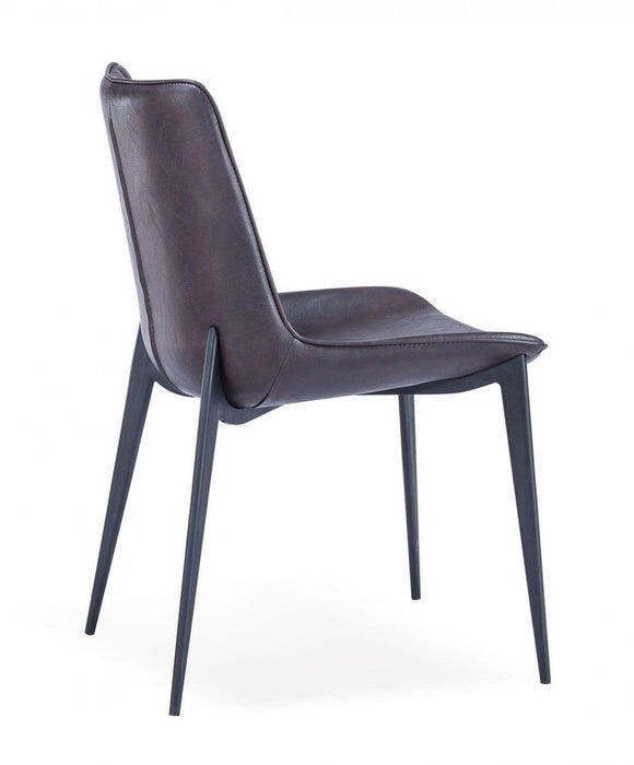 Contemporary Upholstered Faux Leather Dining Side Chairs (Set of 2) - Brown