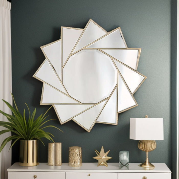35" Sunburst Metal Framed Accent Mirror - Gold