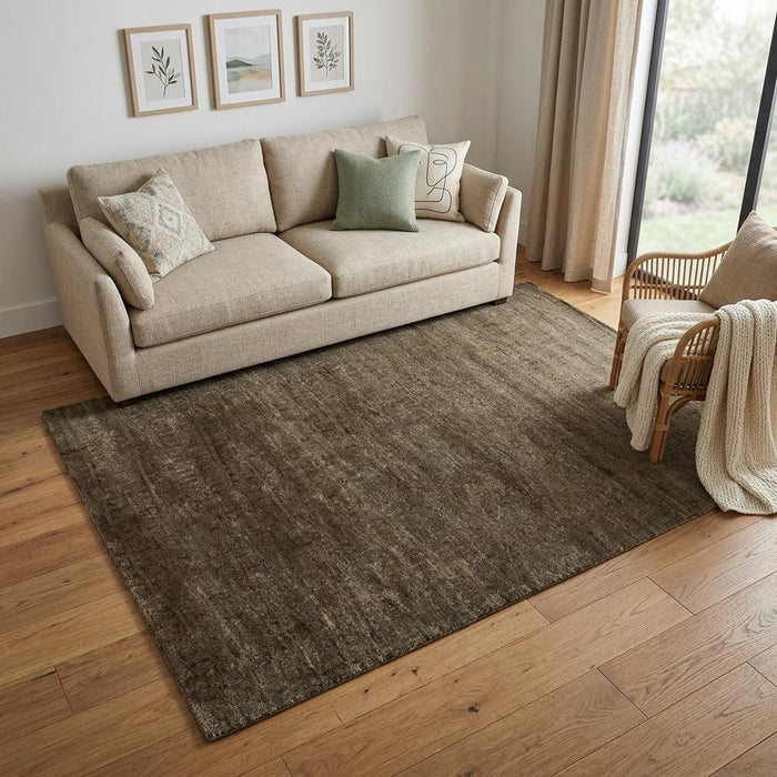 5' X 8' Abstract Hand Knotted Area Rug (744170) - Brown / Black