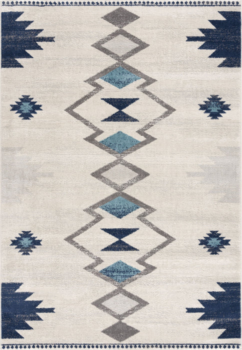 9' x 13' Tribal Pattern Area Rug - Navy And Ivory