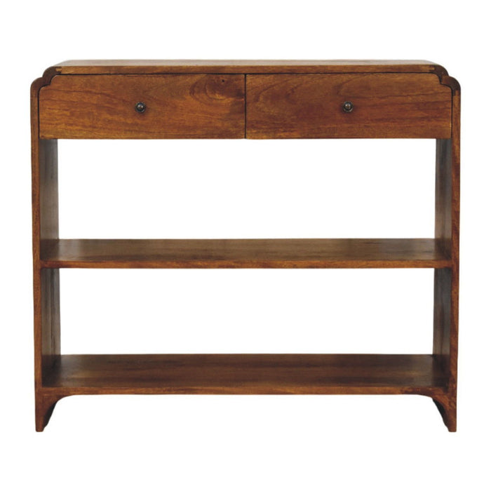 Solid Wood Console Table With Shelf With Drawer (723409) - Brown