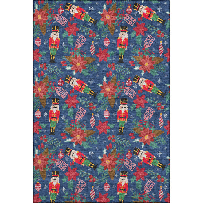 10' X 14' Abstract Geometric Washable Area Rug With UV Protection (702038) - Navy Blue / Red / Black