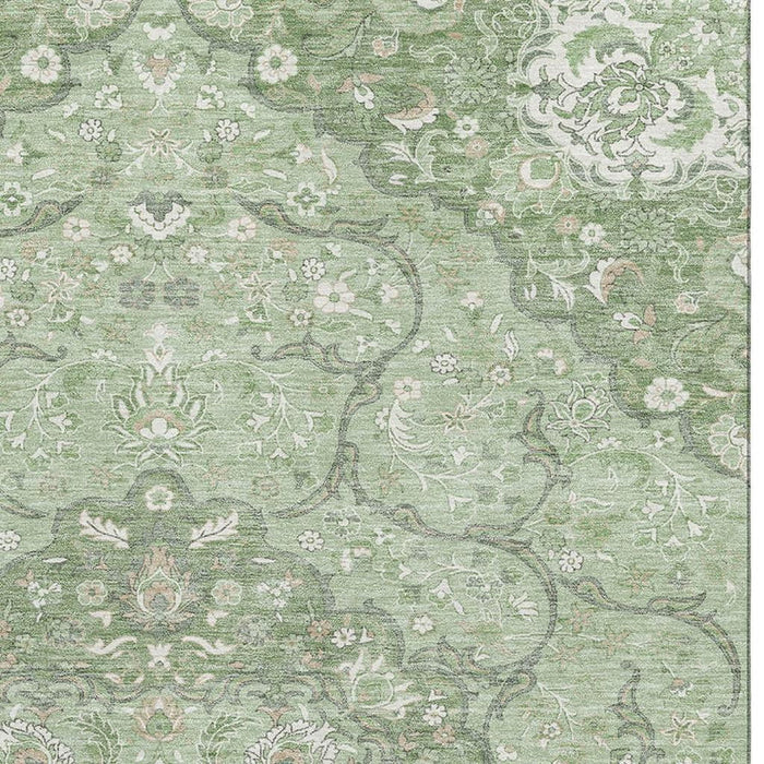 10' X 14' Medallion Washable Area Rug With UV Protection (696824) - Artichoke Green / Ivory