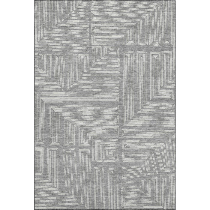 10' X 14' Geometric Washable Area Rug With UV Protection (681983) - Gray / Ivory