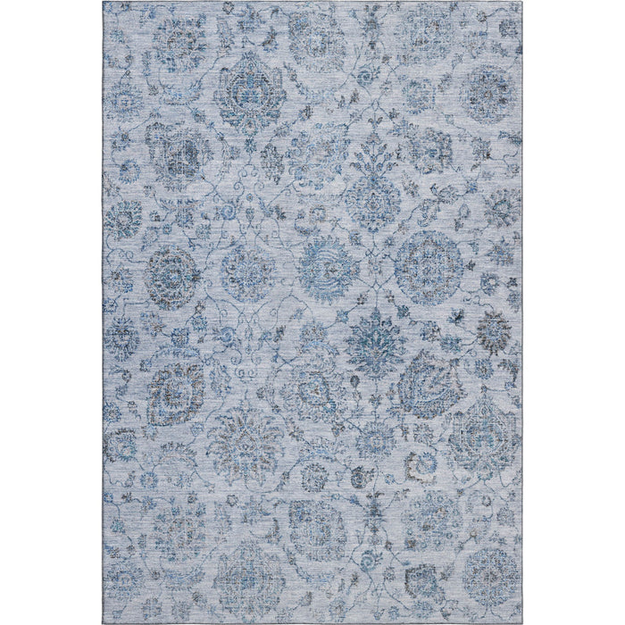 10' X 14' Damask Washable Area Rug With UV Protection (705125) - Blue / Gray
