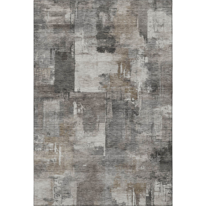 10' X 14' Abstract Washable Area Rug With UV Protection (717050) - Pewter / Gray