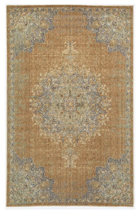 8' x 11' Machine Woven Floral Medallion Indoor Area Rug - Coffee Brown