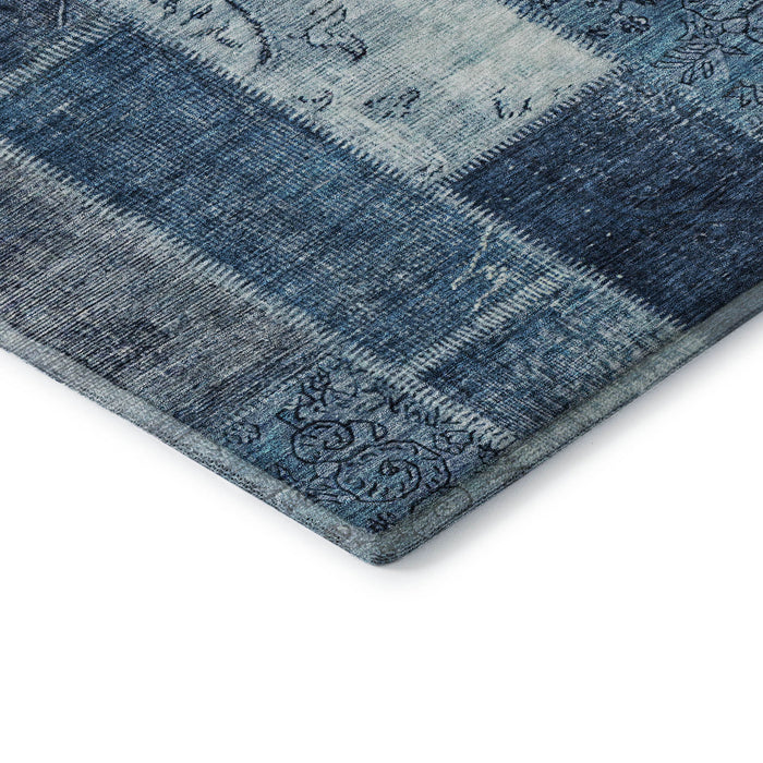 10' X 14' Patchwork Washable Area Rug With UV Protection (652935) - Blue / Ivory