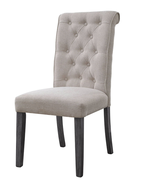 Tufted And Upholstered Linen And Solid Wood Dining Side Chairs (Set of 2) - Beige