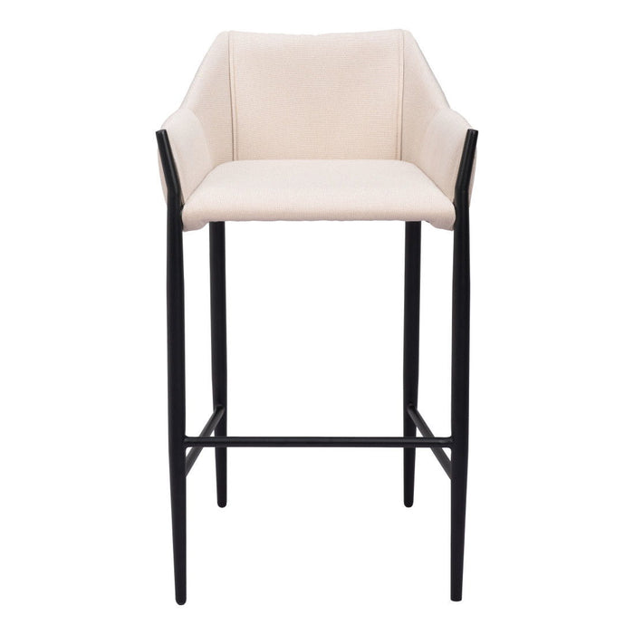 30" Fabric And Steel Bar Height Bar Chair - Beige And Black
