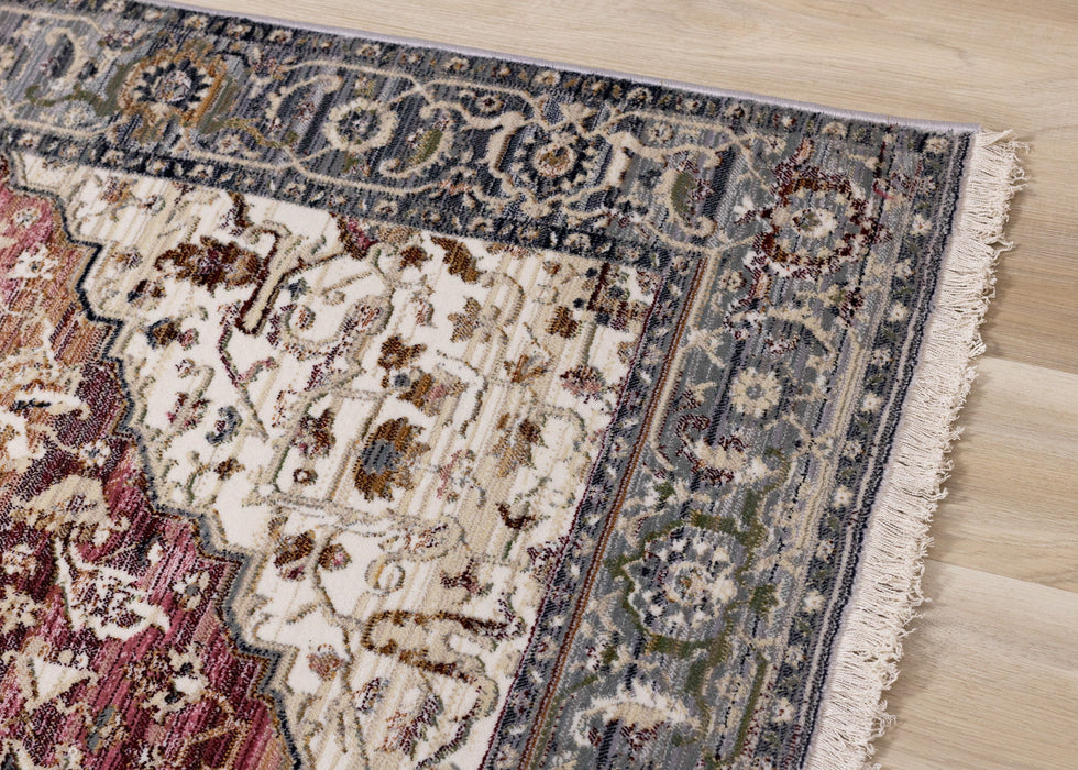 8' X 10' Medallion Area Rug (660172) - Pink / Cream / Gray