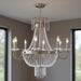 HomeRoots 33-inch metal chandelier with eight clear shades and dimmable nickel finish, elegant lighting fixture for modern interiors