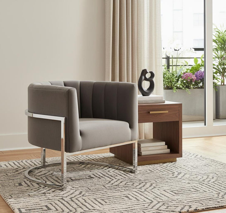 Glam Channel Tufted Velvet Accent Chair - Gray And Steel