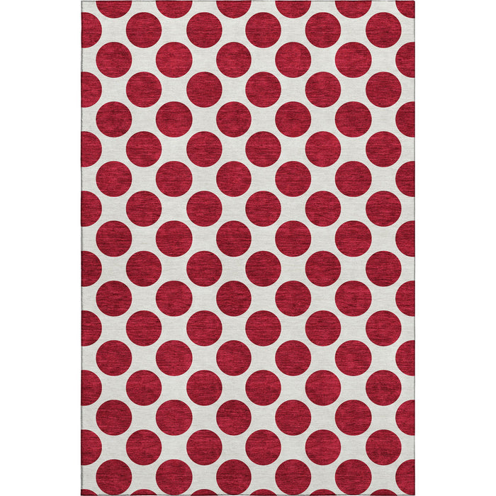 10' X 14' Polka Dot Washable Area Rug With UV Protection (677435) - Red / Ivory