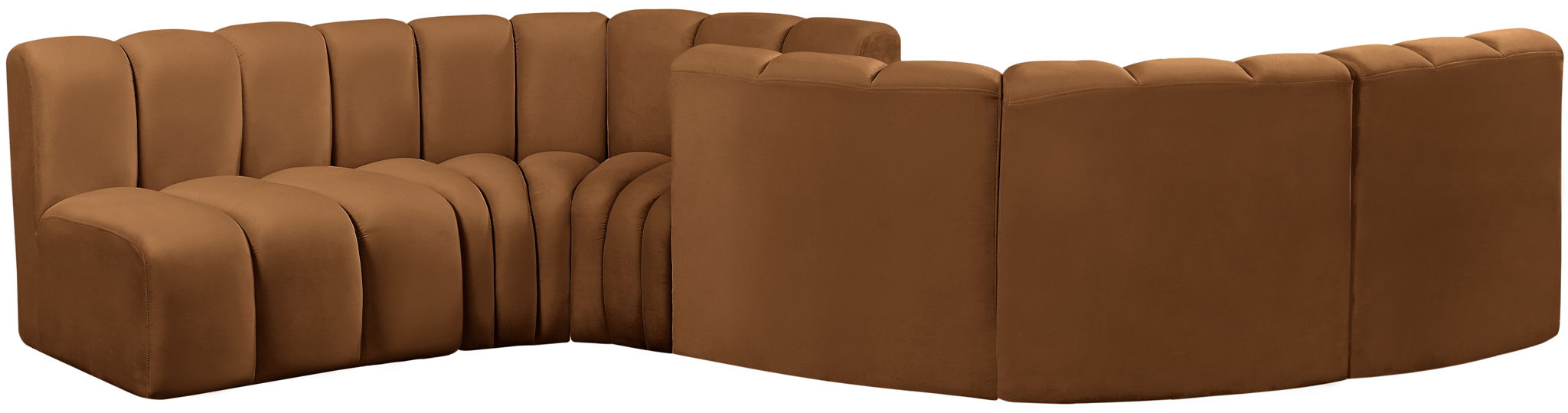 Arc - Velvet 6 Piece Modular Sofa - Saddle