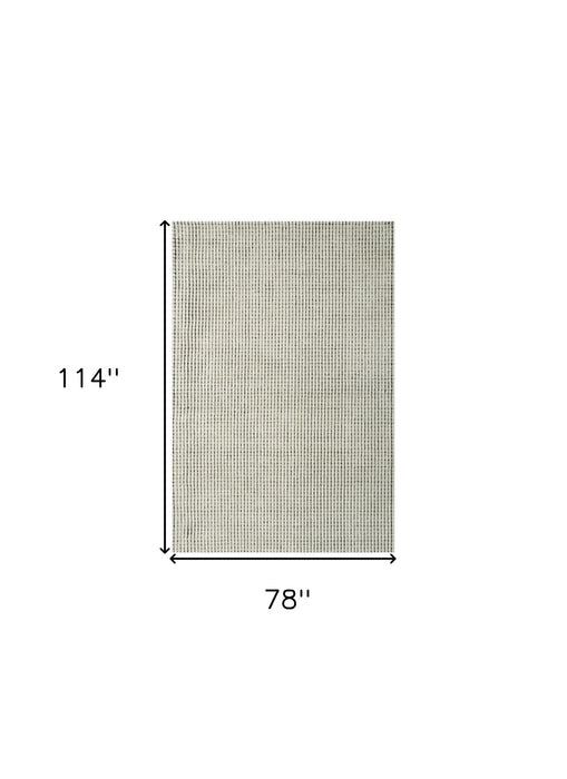 7' x 10' Checkered Power Loom Distressed Area Rug - Beige And Black
