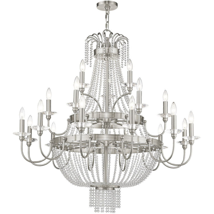 43" Multi Light Dimmable Chandelier With Shades - Nickel