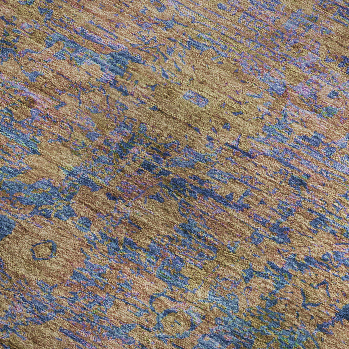 10' X 14' Oriental Washable Area Rug With UV Protection (700955) - Navy Blue / Gold