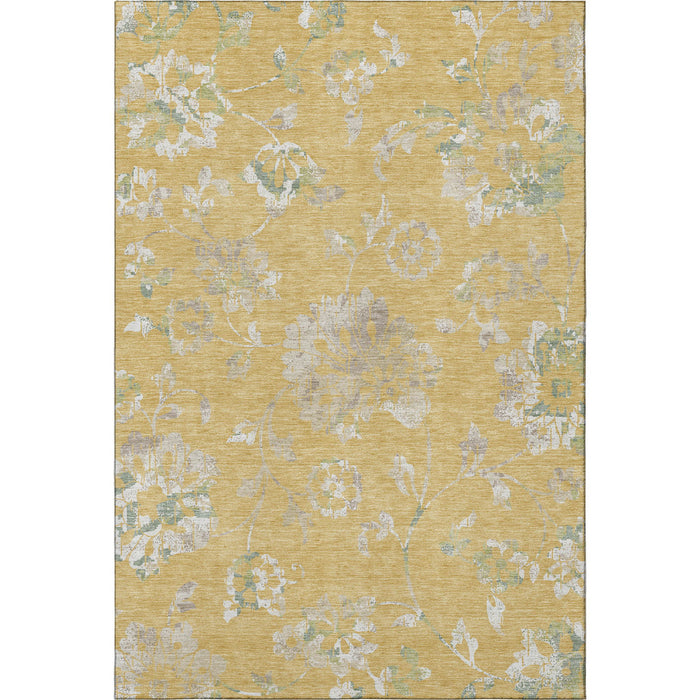 10' X 14' Floral Washable Area Rug With UV Protection (667909) - Gold / Silver