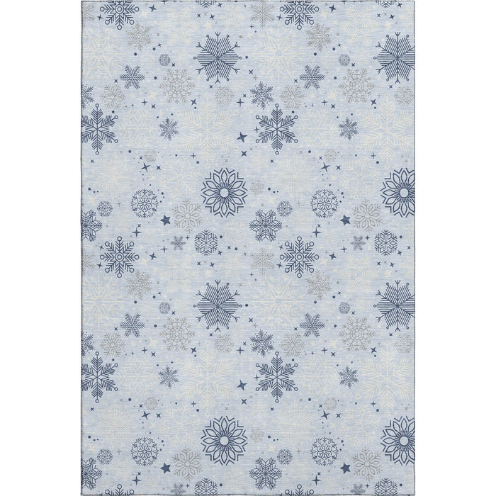 10' X 14' Abstract Geometric Washable Area Rug With UV Protection (702298) - Sky Blue / Ivory