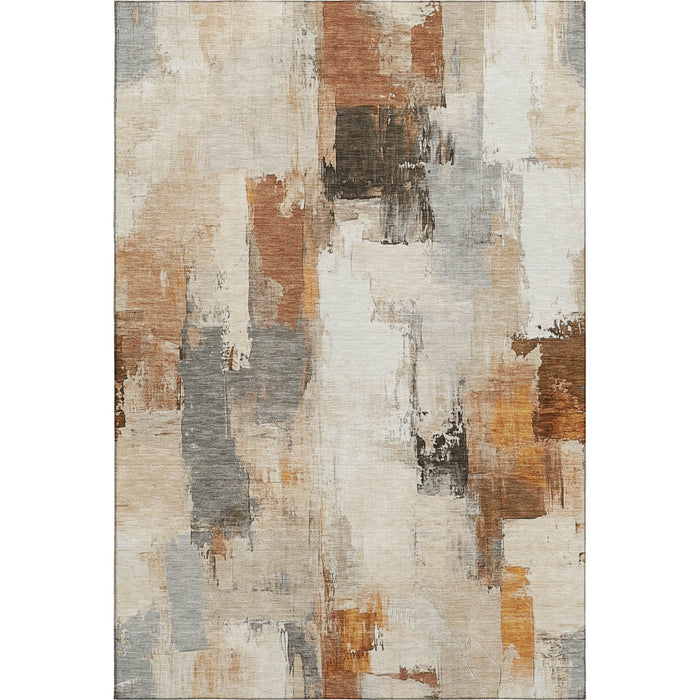 10' X 14' Abstract Washable Area Rug With UV Protection (709660) - Ivory / Rust / Beige