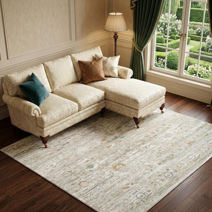 9' X 13' Tribal Washable Area Rug With UV Protection (610092) - Gray / Green / Brown