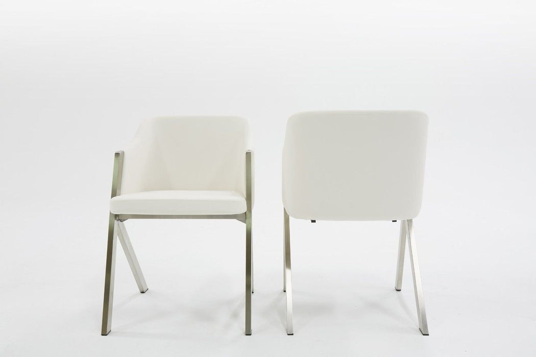 Faux Leather Modern Dining Chairs (Set of 2) - White