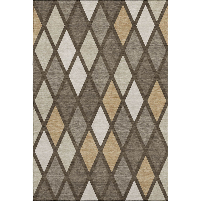 10' X 14' Geometric Washable Area Rug With UV Protection (670465) - Brown / Beige / Gold
