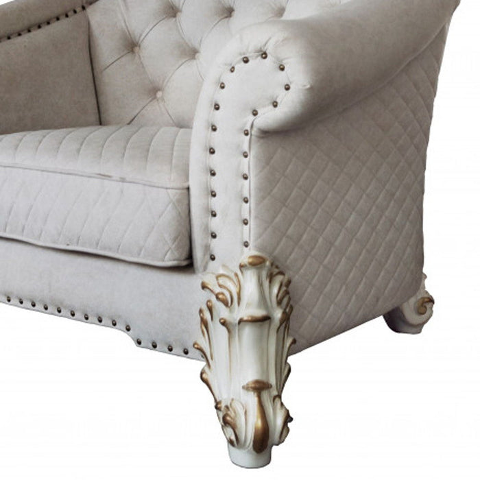 Two Tone Fabric Striped Arm Chair - Ivory And Antique Pearl