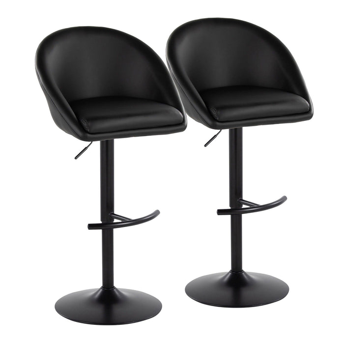 Matisse - Highback Adjustable Barstool With Rounded T Footrest (Set of 2) - Black Metal