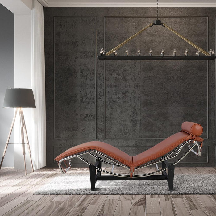 Leather Adjustable Lounge Chair With Pillow - Brown / Black / Silver