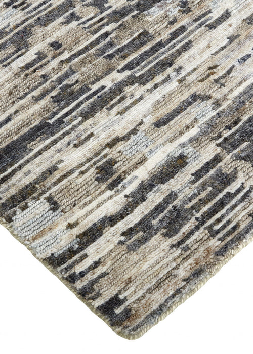 4' x 6' Wool Abstract Hand Knotted Area Rug - Gray Blue And Silver