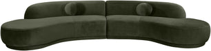 Meridian Furniture Avra 146-inch velvet performance fabric upholstered stationary sectional with plush cushions and modern design.