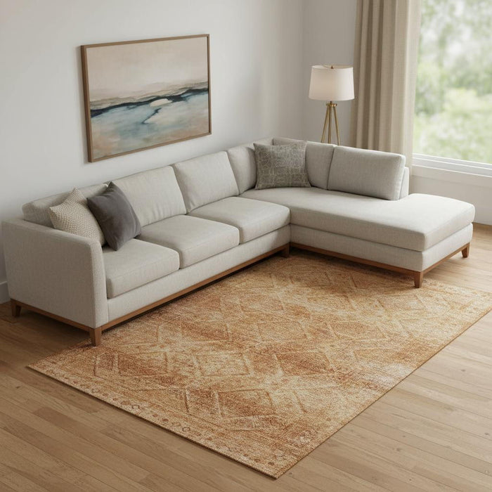 10' X 14' Geometric Washable Area Rug With UV Protection (716749) - Copper / Rust