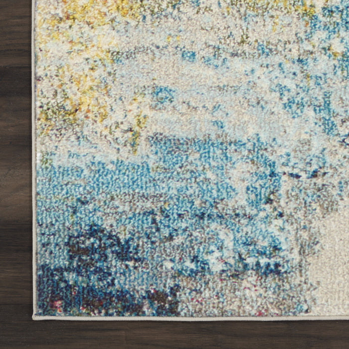 12' x 15' Abstract Power Loom Area Rug - Blue And Gray