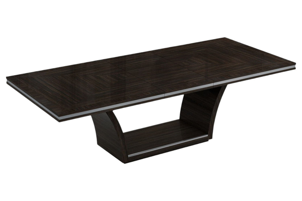 98" Solid Wood Self-Storing Leaf Pedestal Base Dining Table - Dark Brown