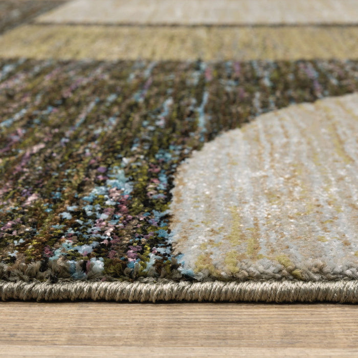 6.6' x 9.8' Geometric Power Loom Area Rug - Blue And Beige