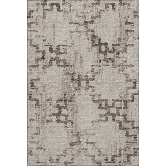 8' X 10' Tribal Washable Area Rug With UV Protection - Coffee And Ivory