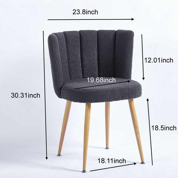 Set of 2 Giga modern dining chairs with wood-colored iron tube legs, cushioned seats, and comfortable backrests.