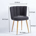 Set of 2 Giga modern dining chairs with wood-colored iron tube legs, cushioned seats, and comfortable backrests.