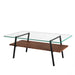 Giga rectangle coffee table with tempered glass tabletop and metal legs, modern living room furniture.