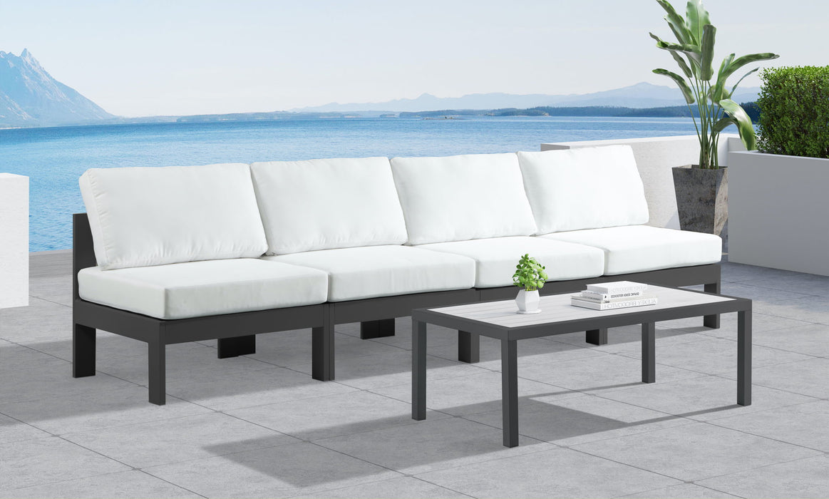 Nizuc - Outdoor Patio 4 Seat Armless Modular Sofa With Gray Frame