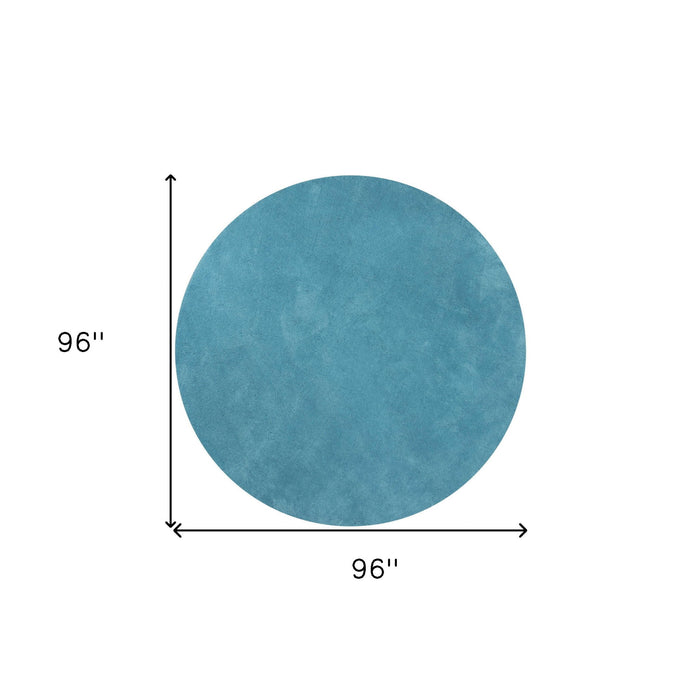 8' Round Polyester Area Rug - Highlighter Blue