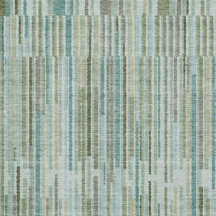 10' X 14' Striped Washable Area Rug With UV Protection (717863) - Sage / Teal