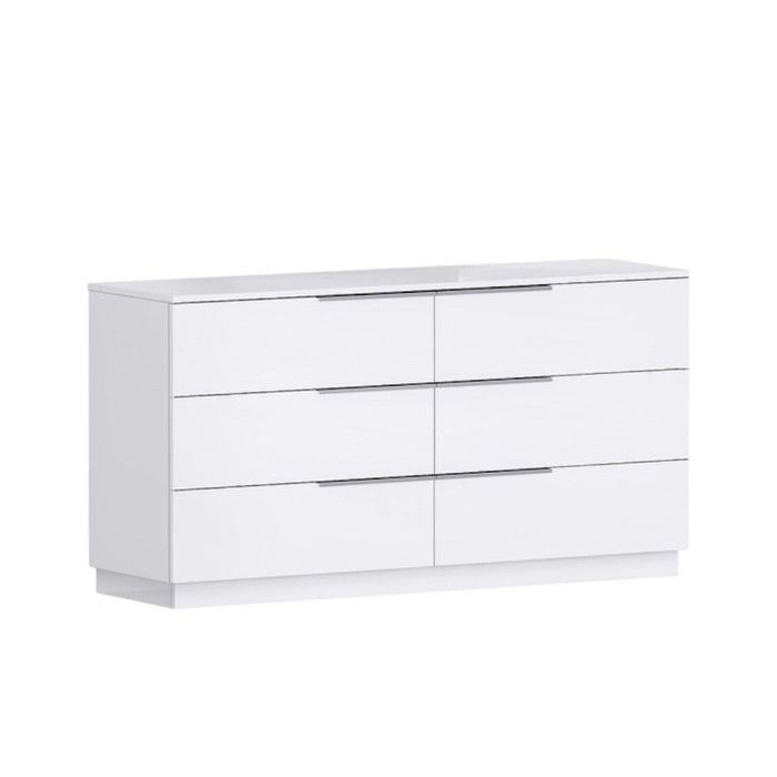 62" Wood Six Drawer Double Dresser - White